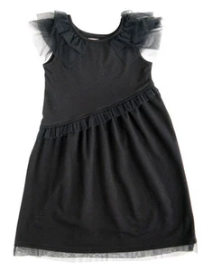 Saurette NWT Black Jersey Dress Girls Sizes 2-10 Sleeveless Cotton Tulle Trim - Picture 1 of 2