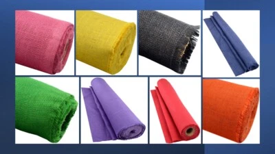 8 Farben Hessisch * Jute * Sackleinen Stoff. Ideal zum Basteln & Dekorieren etc