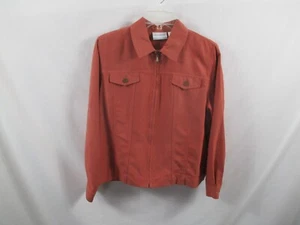 Alfred Dunner Womens Jacket 8P Petite Orange Zip Up Collared Pockets Polyester - Picture 1 of 10