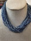 Brand New Birch Hill Blue Glass Beaded Multi Strand Necklace