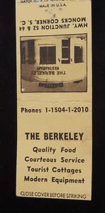 The Berkeley Restaurant Tourist Cottages Junction 52 & 64 Moncks Corner SC de 1940 - Imagen 1 de 2