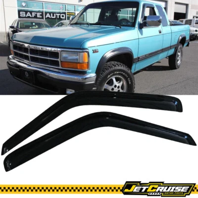 Fits 87-96 Dodge Dakota Acrylic Window Visors Rain Sun Guard Deflector 2Pcs Set - Image 1 of 3