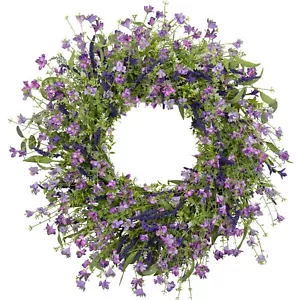 Purple Spring Wreaths for Front Door 22 Inch Summer Wreath Artificial Violet ... - Picture 1 of 6