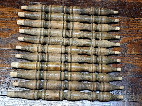 Vintage Lot Of 11 Turned Wood Spindles Cover