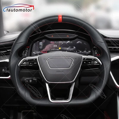 Volante deportivo de cuero completo para Audi RS6 RS7 S6 S7 S8 A6 Q7 Q8 2019-2024 Foto 1 de 4