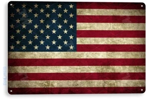 TIN SIGN American Flag , Patriotic Sign, Rustic, Distressed, Metal Decor, A212 - Picture 1 of 3