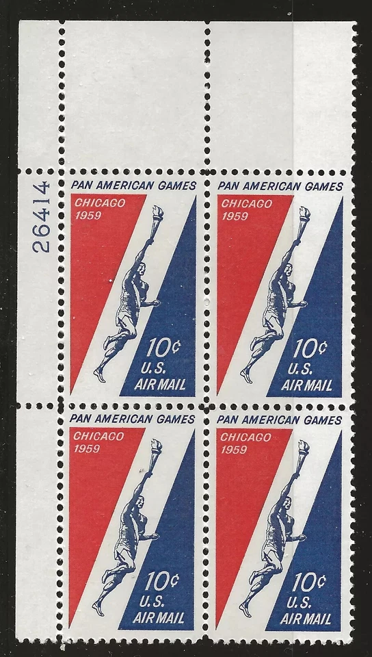 US Scott #C56- MINT Plate Block - 1959 Air Mail 10c-- MNH-OG-XF - Image 1 of 1