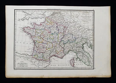1810 LAPIE rare map of France & North Italy, Piedmont, Aosta, Paris, Marseille - Image 1 of 4