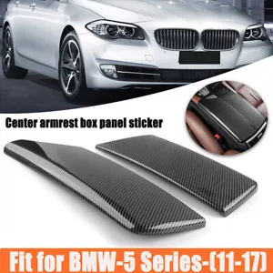 For 2011~2017 BMW 5 Series Carbon Fiber Color Armrest Box Console Box Cover Trim - Foto 1 di 7
