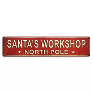 Santa’s Workshop North Pole Street Sign - 18x4 Inch Christmas Decor - Picture 1 of 1
