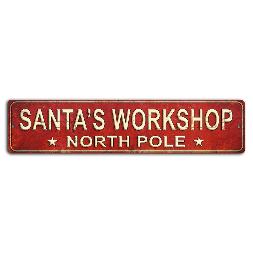 Santa’s Workshop North Pole Street Sign - 18x4 Inch Christmas Decor - Image 1 of 1