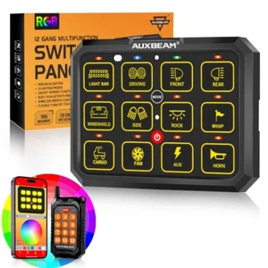 AUXBEAM RGB 12 Gang Switch Panel APP Control Toggle/ Momentary/ Pulsed Mode NEW - Picture 1 of 12