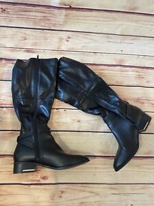 ALDO Black Leather Calf Tall Boots, Size 7.5