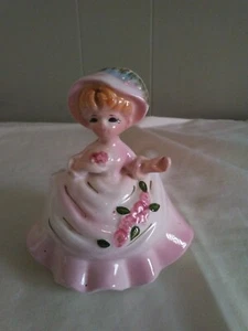 Vintage Inarco Made in Japan Mädchen im rosa Kleid Porzellan Figur Übertopf - Bild 1 von 8