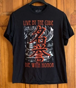 Men’s KEITO S/S Black Cotton “Live By The Code” T-Shirt Tag Size L - Picture 1 of 4