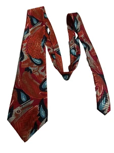 HALSTON III Vintage Men’s Tie ‘90s Deco Style Pattern Polyester USA 58” X 4” - Picture 1 of 6