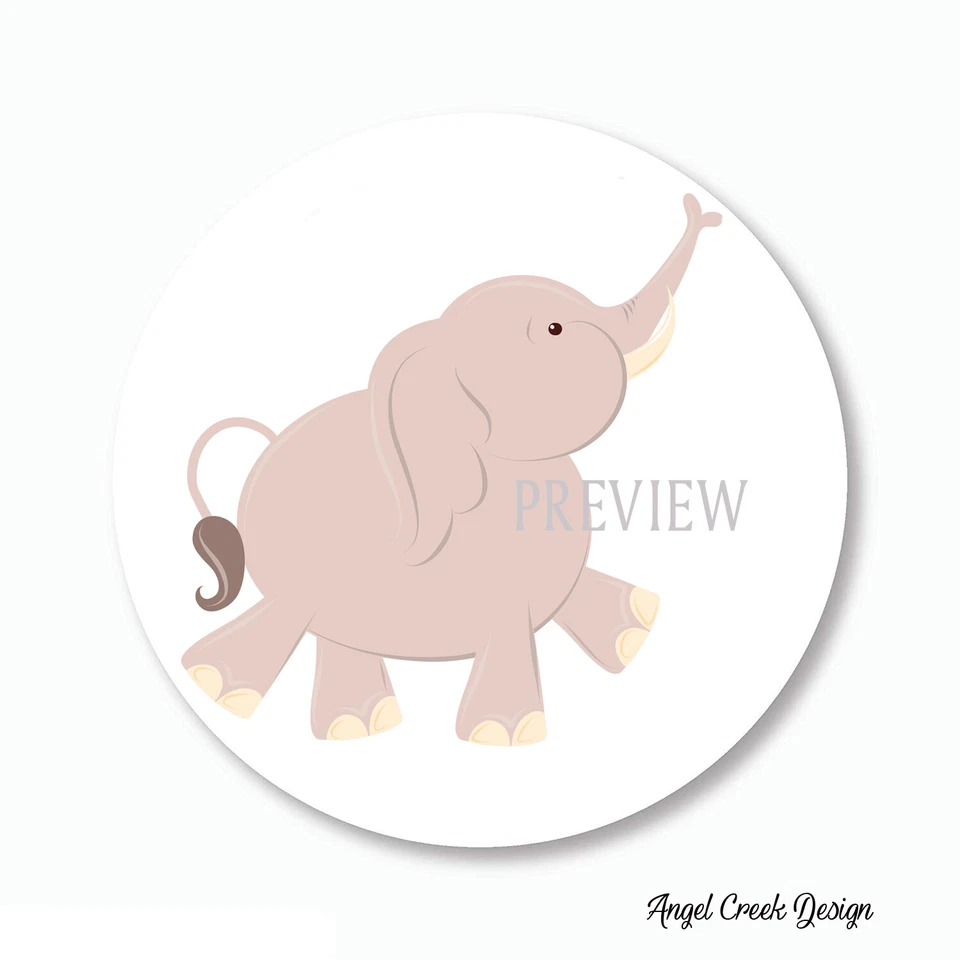 ADORABLES PEGATINAS BABY SHOWER ELEFANTE BABY SHOWER ETIQUETAS FAVOR BABY SHOWER-2 TALLAS Foto 1 de 1
