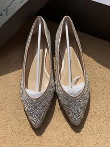 Betsey Johnson Sz 6 Jude Flats Rhinestone Jewels Glam Wedding Pointed aurora - Picture 1 of 7