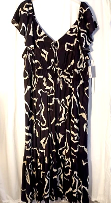 Vestido para mujer Nine West talla grande 3XL marrón gráfico maxi Empire Cottage Core nuevo con etiquetas Foto 1 de 4