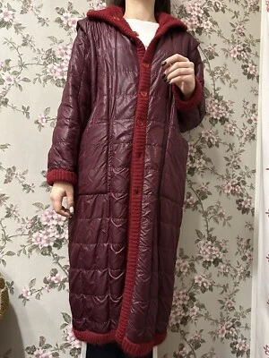 RARO! Maxi Abrigo Chaqueta de Lana Missoni Borgoña Tejido Reversible Años 70 Talla M Foto 1 de 4