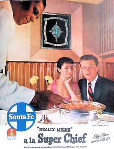 Santa Fe Railroads 1954 Printanzeige Privatzimmer Stromlinienzug 11x14 Reise - Bild 1 von 4