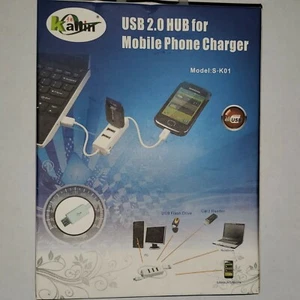 USB Hub 2.0 for Mobile Phone Charger S-K01 - New ( White Only) - Picture 1 of 4