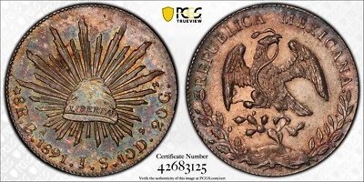 1891-Ga JS 8 Reales México Ga77 PCGS Limpiado Genuino UNC Detalle 🌈 Tonificación Foto 1 de 4