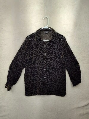 Camisa Spenser Jeremy para mujer grande marrón mezcla de seda manga larga con botones Foto 1 de 4