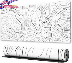 Ovenbird Large Gaming Mouse Pad with Stitched Edges, Minimalist Topographic Map