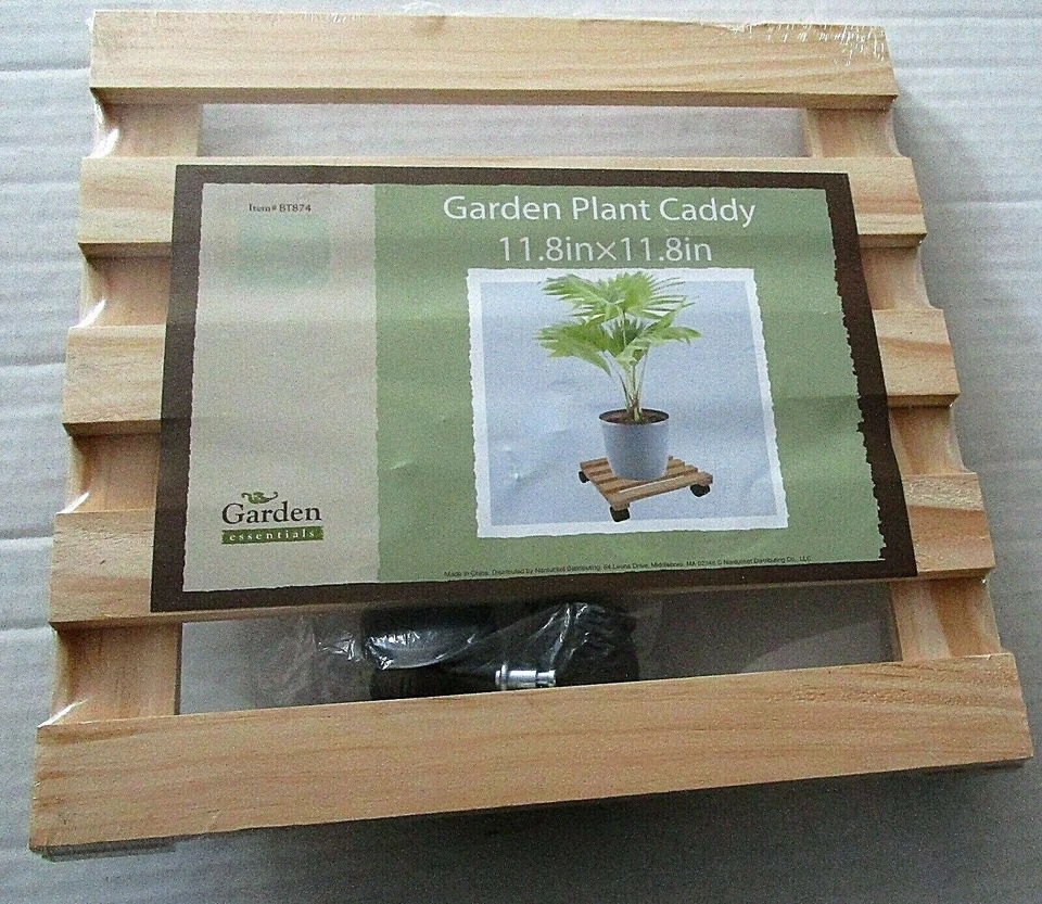 WOODEN GARDEN PLANT CADDY 11.8" X 11.8" W/ 4 CASTERS — 第 1/1 张图片
