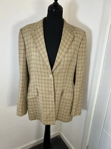 Vintage Aquascutum Check Country Style Blazer Jacket 12 Reg Brown - Picture 1 of 11