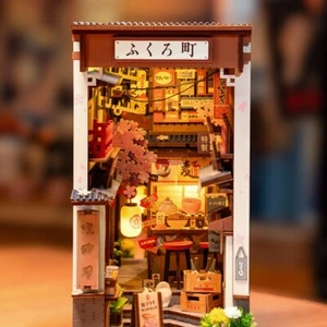 Rolife DIY Book Nook Sakura Wine Alley Wooden Bookshelf Miniatures Model Kit - Picture 1 of 8