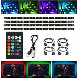 4X LED TV Backlight USB Powered for 24-60 Inch 5050 RGB Strip Light with Remote - Picture 1 of 12