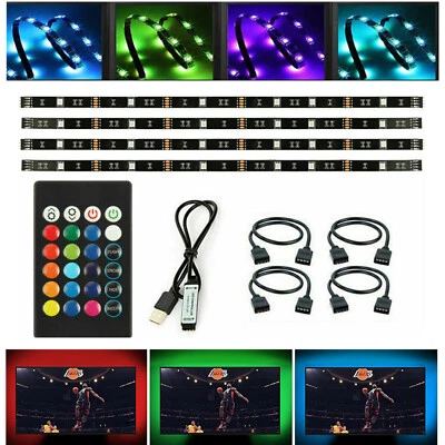 4X LED TV Backlight USB Powered for 24-60 Inch 5050 RGB Strip Light with Remote - Image 1 of 4