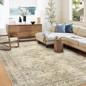 Washable Rugs for Living Room 3x5 Rug Non Slip Rubber Backing Vintage Boho Di... - Picture 1 of 8