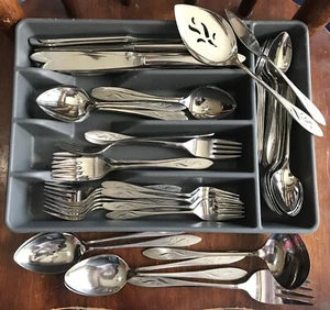 78 pc EMBER GLOW Stainless Flatware Set Oneidacraft Deluxe Oneida Service for 10 - Picture 1 of 11