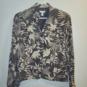 Women's Jacket Brown & Tan Size 6 Mandarin Collar Charter Club - Picture 1 of 10