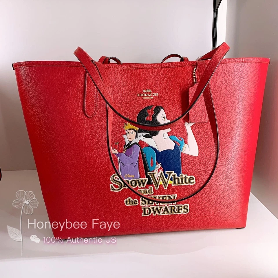 Coach Disney Snow White and the Seven Dwarfs Pebble Women's Tote - Red (CC162)