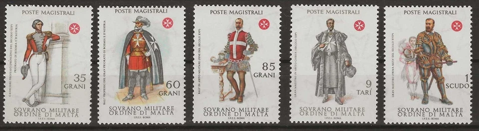 Malta Soberana Orden 1979 - Uniformes Antiguos de la Orden Conjunto de 5 MNH...Parte 3 Foto 1 de 1