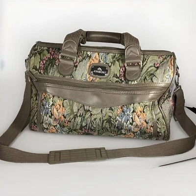 Bolso de mano vintage JORDACHE tapiz floral equipaje para pasar la noche lona viaje Foto 1 de 4