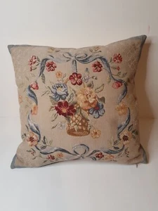 J.Pansu Paris Decorative Floral Cushion 18"x18" 100% Cotton & Down Filled France - Picture 1 of 17