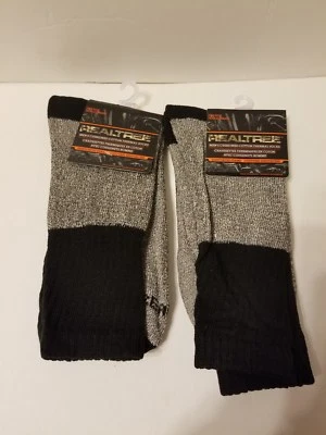 thermal socks, 2 pack, 2 pair of Realtree cotton thermal socks, black & gray - Image 1 of 4