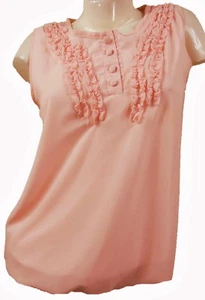 HÜBSCHES HELLROSA ÄRMELLOSES CHIFFON BLUSE TOP, LAYLA GRÖSSE S/M, UK 10-12, LT416 - Bild 1 von 3
