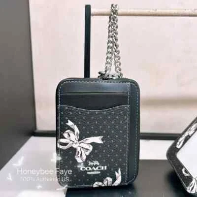 NWT Coach Zip Card Case In Signature/halloween/ creature/ floral/Robert/bow - Image 1 of 4