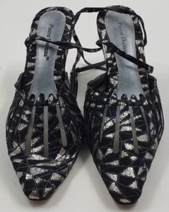 Pierre Dumas Rafaela 17721401 Black Silver Shiny Accent Mary Jane Heels Size 10M - Picture 1 of 7