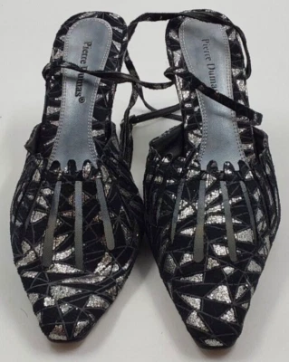 Pierre Dumas Rafaela 17721401 Black Silver Shiny Accent Mary Jane Heels Size 10M - Image 1 of 4