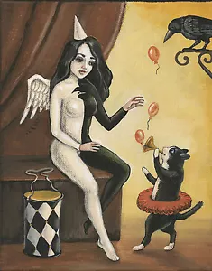 IMPRESIÓN 5x7 de pintura esmoquin gótico ryta gato negro payasos halloween Arte Disfraz - Imagen 1 de 1