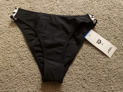 Arena 女式泳装底部内裤比基尼图标黑色/白色 32 码全新带标签全新 — 第 1/2 张图片