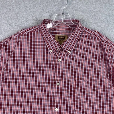 Camisa Fundición Para Hombres 2XL Roja Azul A Cuadros Abotonada Manga Larga Fácil Cuidado Informal Foto 1 de 4