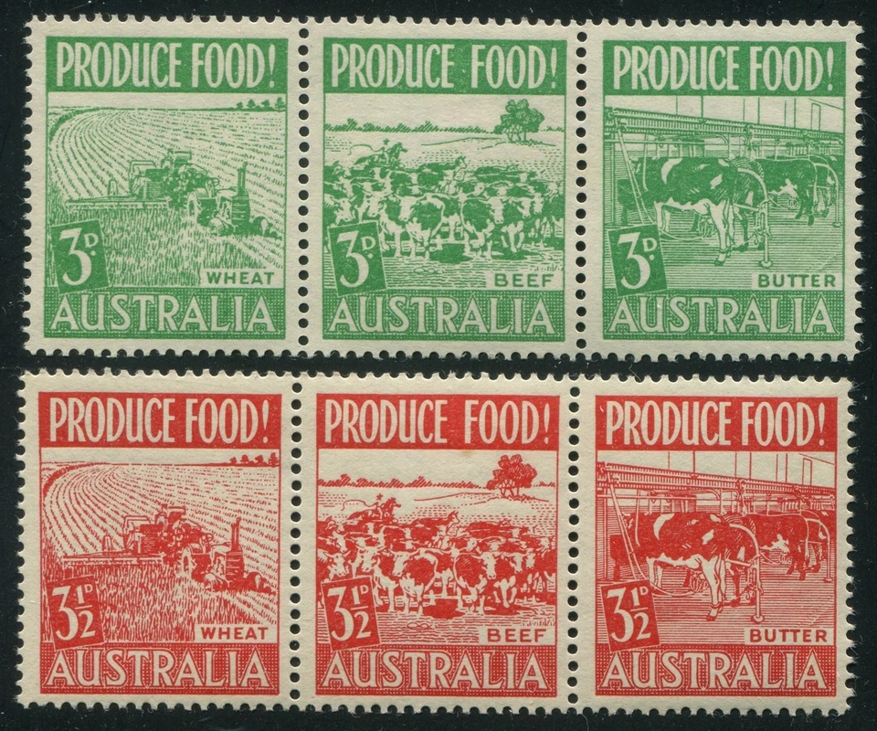 Australia #252a, 255a tiras como nuevas de 3 Foto 1 de 1